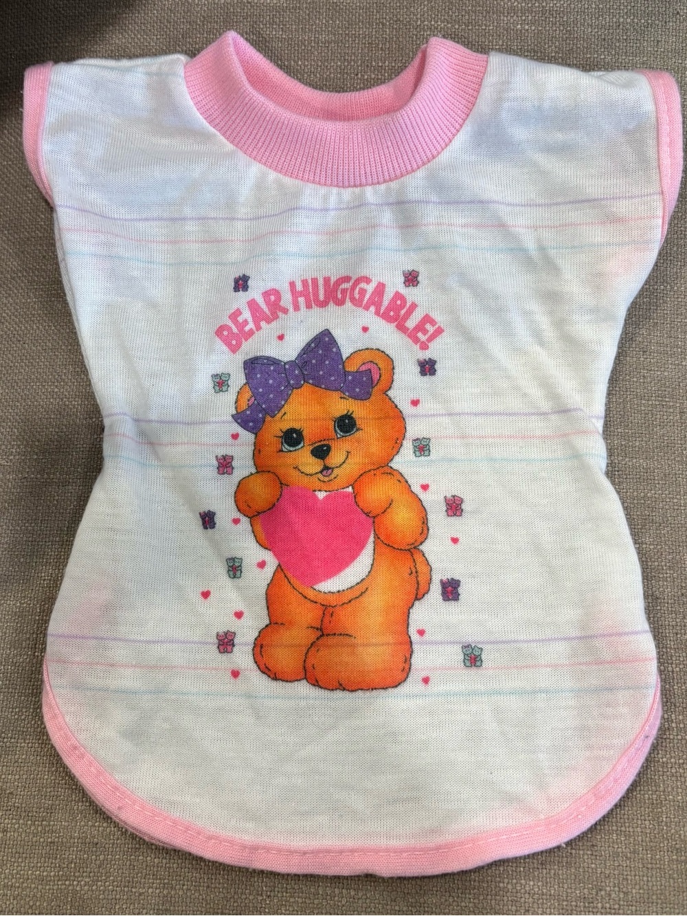 Vintage 80/90s Baby Girl Nightgown with Pink Bear Huggable Design